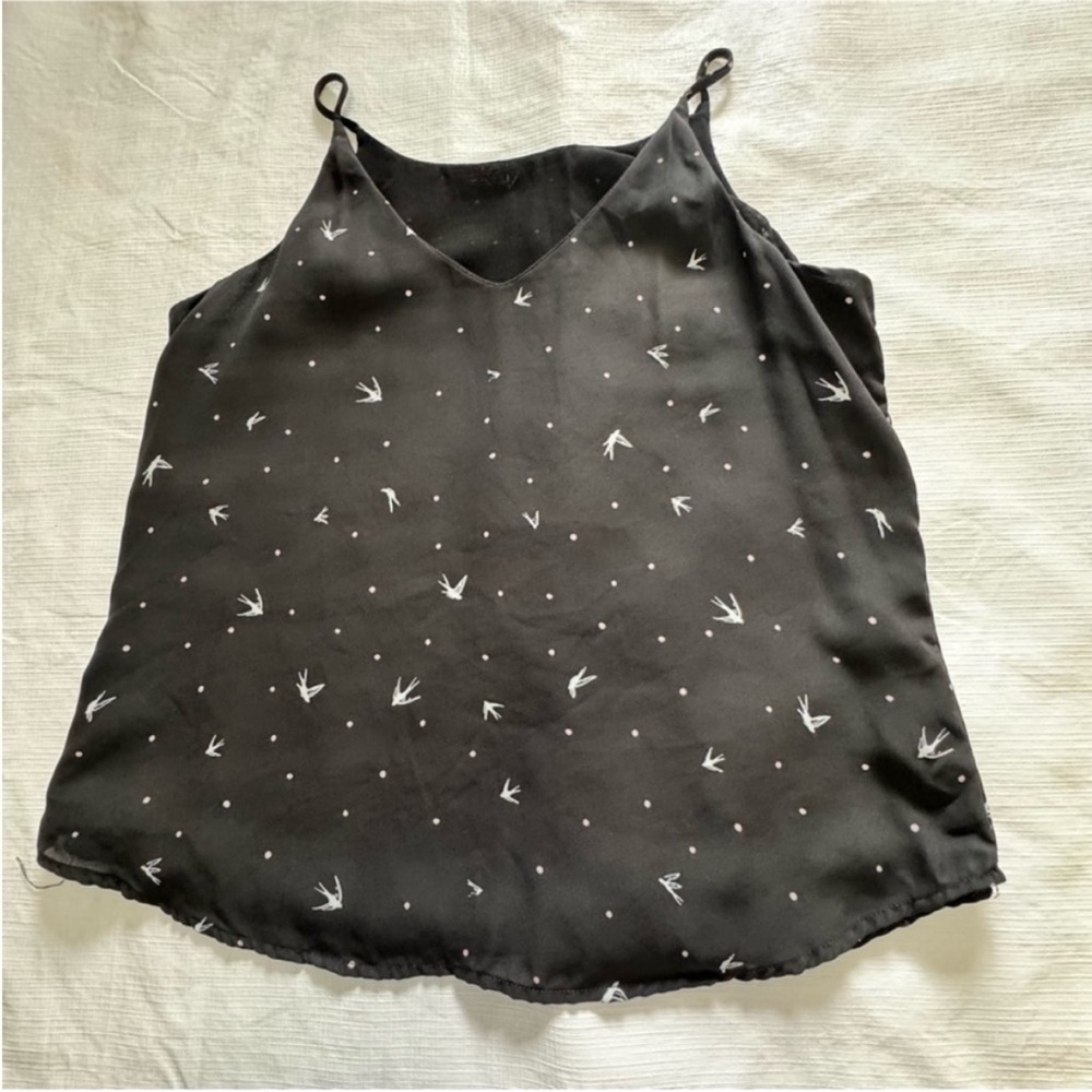 Ricki's Black Camisole with Bird Pattern